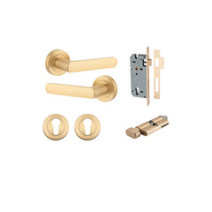 Osaka Lever - Round Rose Entrance Kit with Separate High Security Lock Satin Brass / Solid Brass