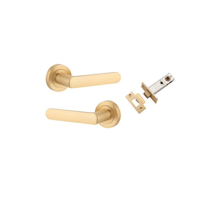 Osaka Lever - Round Rose Passage Kit Satin Brass / Solid Brass