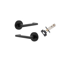 Baltimore Return Lever - Round Rose (Inbuilt Privacy) Matt Black / Solid Brass