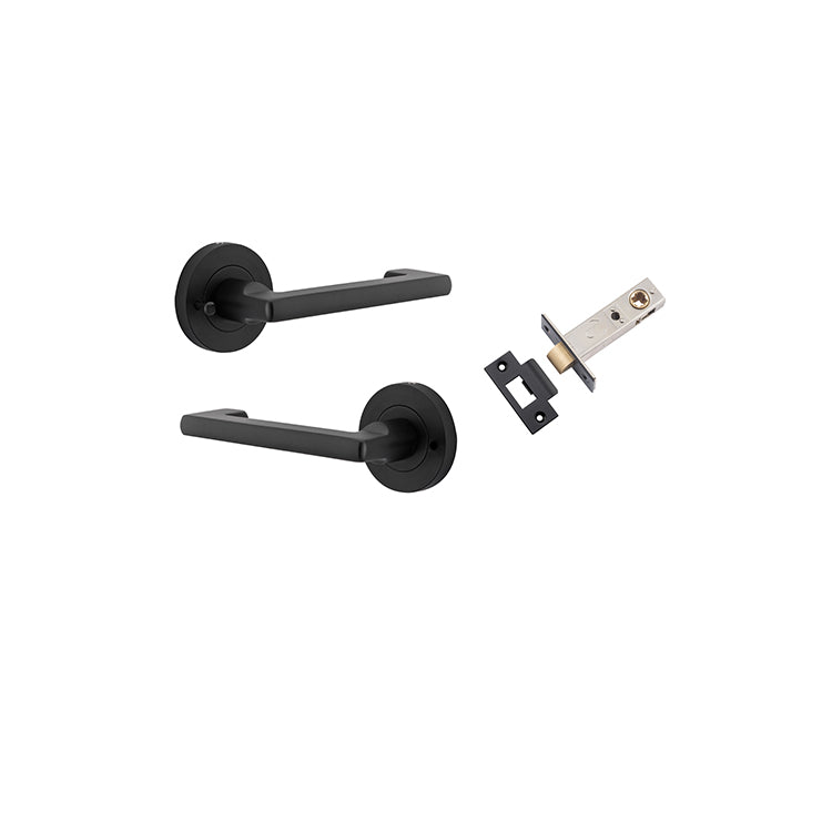 Baltimore Return Lever - Round Rose (Inbuilt Privacy) Matt Black / Solid Brass