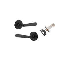 Copenhagen Lever - Round Rose (Inbuilt Privacy) Matt Black / Solid Brass