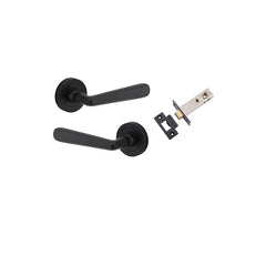 Copenhagen Lever - Round Rose Passage Kit Matt Black / Solid Brass
