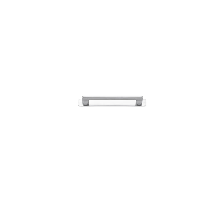 Baltimore Cabinet Pull with Backplate - CTC160mm Satin Chrome / Solid Brass