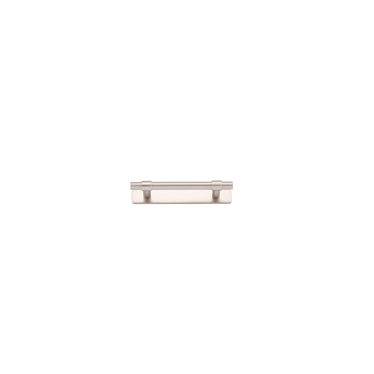 Helsinki Cabinet Pull with Backplate - CTC96mm Satin Nickel / Solid Brass
