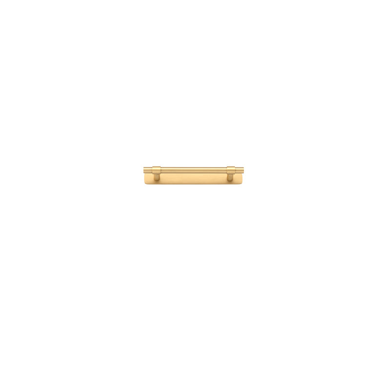 Helsinki Cabinet Pull with Backplate - CTC128mm Satin Brass / Solid Brass