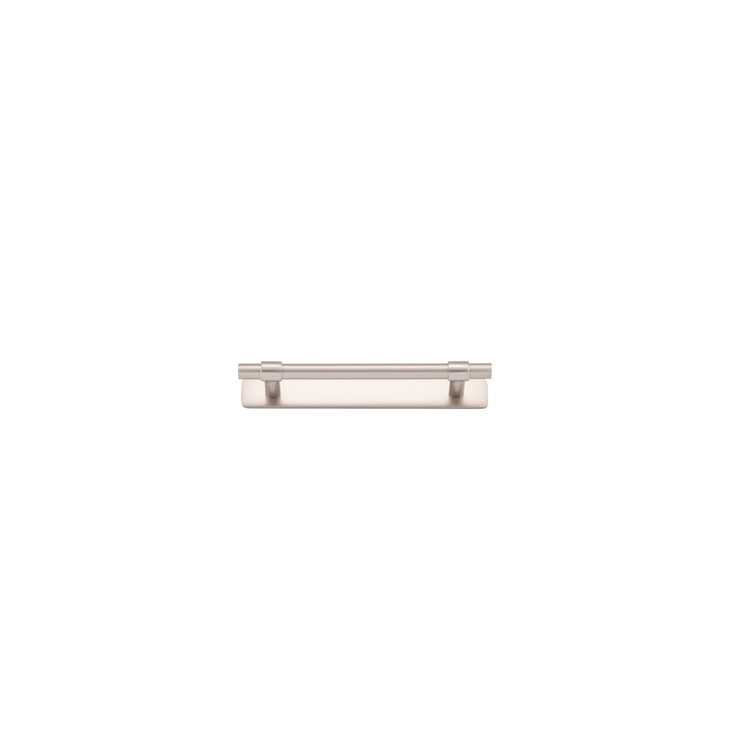 Helsinki Cabinet Pull with Backplate - CTC128mm Satin Nickel / Solid Brass