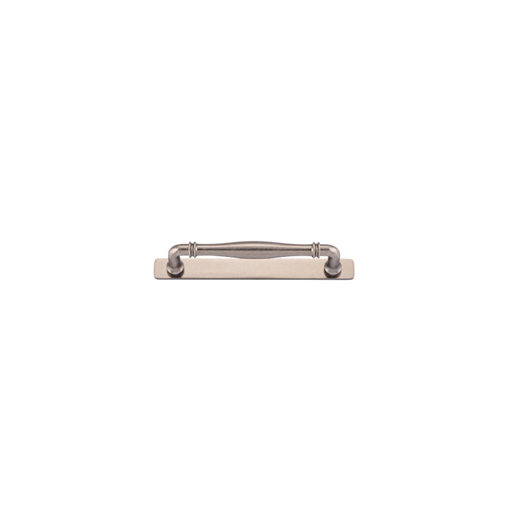 Sarlat Cabinet Pull with Backplate - CTC160mm Rumbled Nickel / Solid Brass