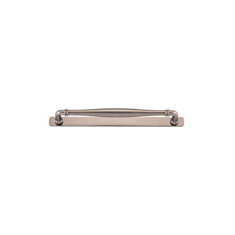 Sarlat Cabinet Pull with Backplate - CTC256mm Rumbled Nickel / Solid Brass