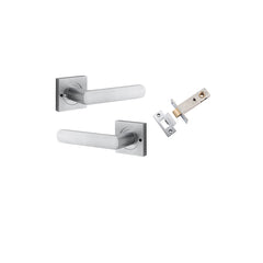 Osaka Lever - Square Rose (Inbuilt Privacy) Satin Chrome / Solid Brass
