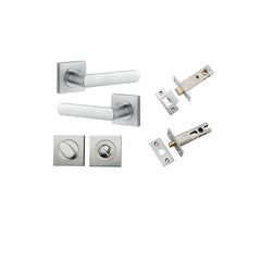 Osaka Lever - Square Rose Privacy Kit with Separate Privacy Turn Satin Chrome / Solid Brass
