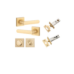 Osaka Lever - Square Rose Privacy Kit with Separate Privacy Turn Satin Brass / Solid Brass