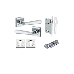 Copenhagen Lever - Square Rose Entrance Kit with Separate High Security Lock Chrome Plated / Solid Brass