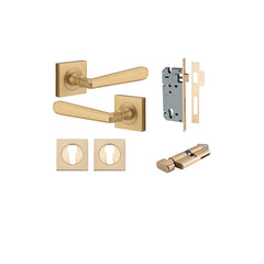 Copenhagen Lever - Square Rose Entrance Kit with Separate High Security Lock Satin Brass / Solid Brass