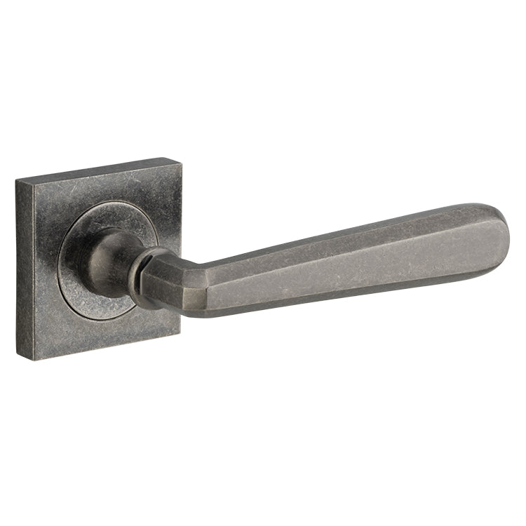 Copenhagen Lever - Square Rose Rumbled Nickel / Solid Brass