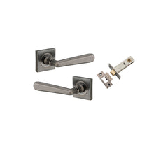 Copenhagen Lever - Square Rose Passage Kit Rumbled Nickel / Solid Brass