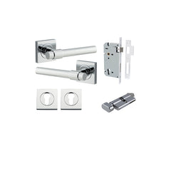 Helsinki Lever - Square Rose Entrance Kit with Separate High Security Lock Chrome Plated / Solid Brass