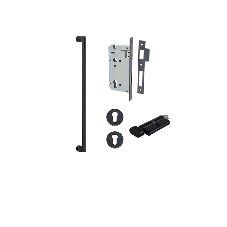 Baltimore Pull Handle - 600mm Entrance Kit with Separate High Security Lock Matt Black / Solid Brass
