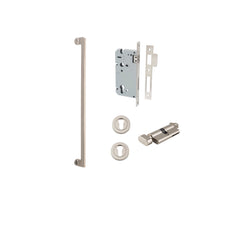 Baltimore Pull Handle - 600mm Entrance Kit with Separate High Security Lock Satin Nickel / Solid Brass