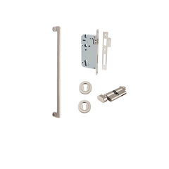 Baltimore Pull Handle - 600mm Entrance Kit with Separate High Security Lock Satin Nickel / Solid Brass