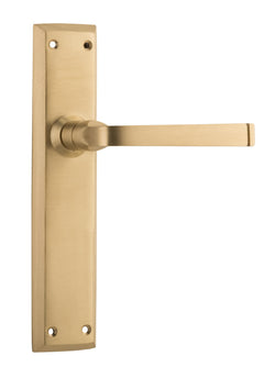 Menton Lever - Long Backplate Unlacquered Satin Brass / Latch | Passage