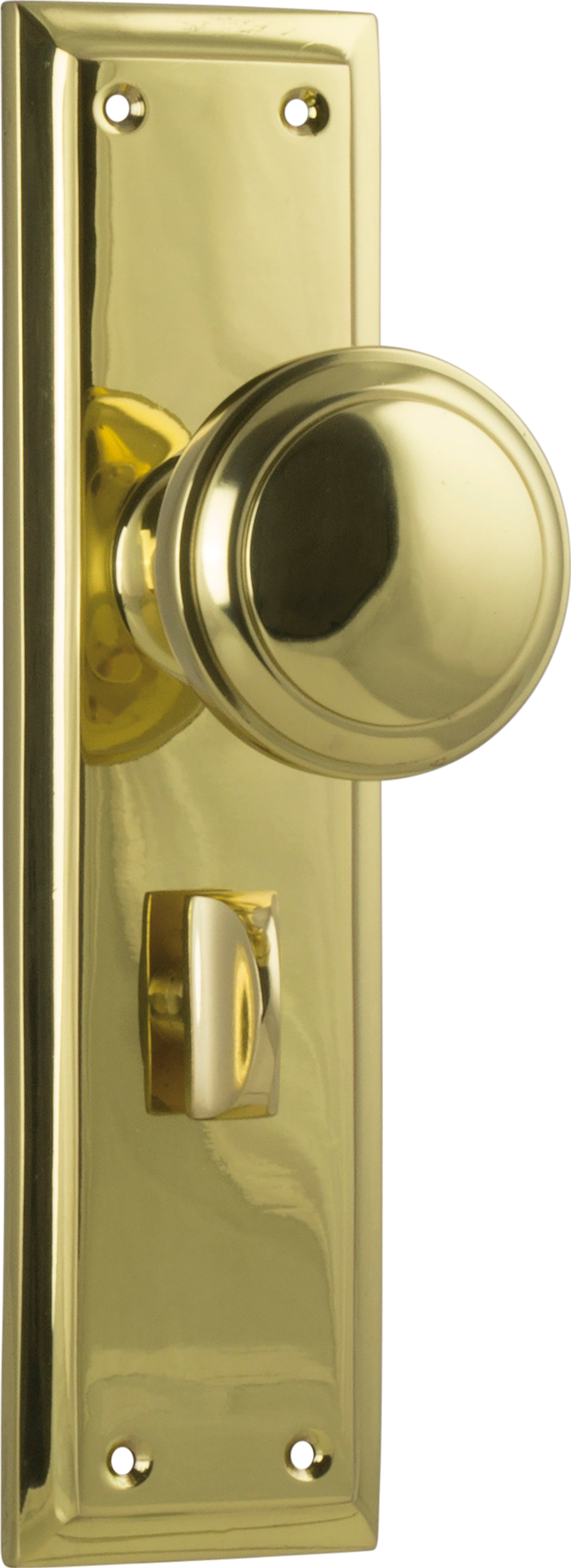 Milton Knob - Long Backplate Unlacquered Polished Brass / Privacy | Privacy