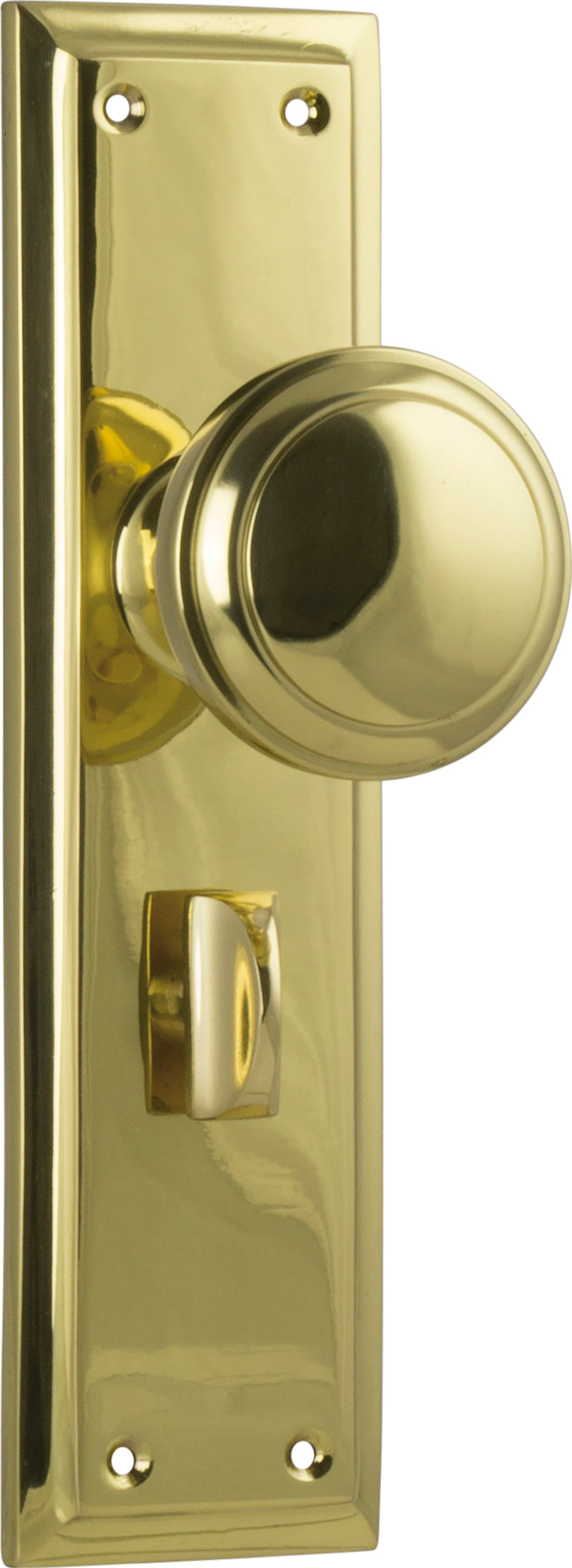 Milton Knob - Long Backplate Unlacquered Polished Brass / Privacy | Privacy