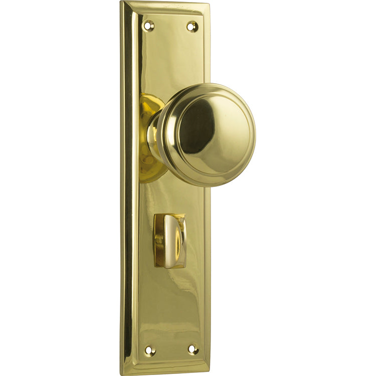 Milton Knob - Long Backplate Unlacquered Polished Brass / Privacy | Privacy