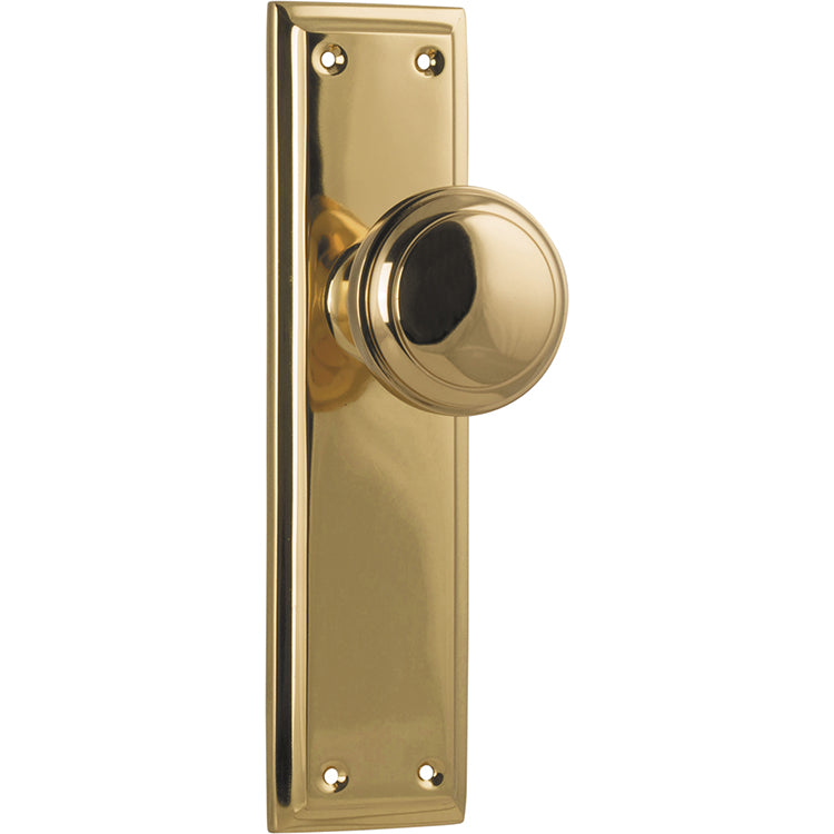 Milton Knob - Long Backplate Unlacquered Polished Brass / Latch | Passage
