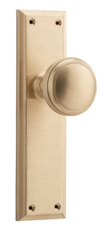Milton Knob - Long Backplate Unlacquered Satin Brass / Latch | Passage