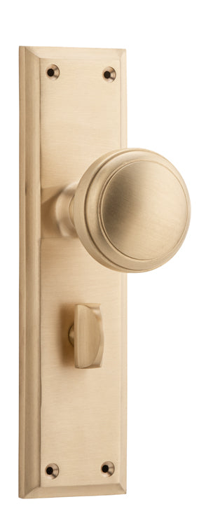 Milton Knob - Long Backplate Unlacquered Satin Brass / Privacy | Privacy