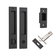 Cavity  Rectangular Sliding Door Pull Privacy Kit with Privacy Turn Matt Black / Solid Brass