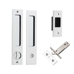 Cavity  Rectangular Sliding Door Pull Privacy Kit with Privacy Turn Chrome Plated / Solid Brass