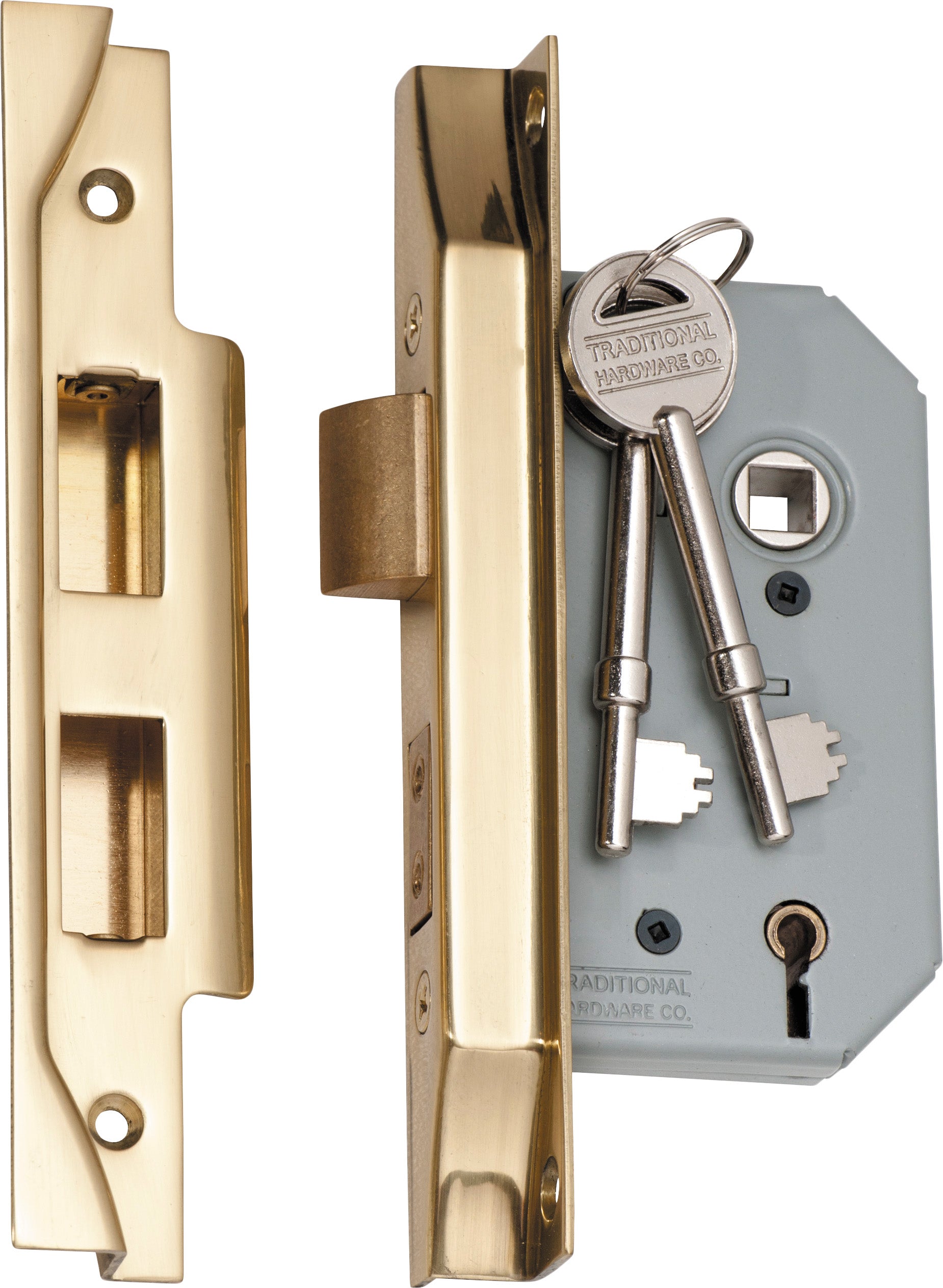 Rebated 5 Lever Mortice Lock Polished Brass / Backset 46mm