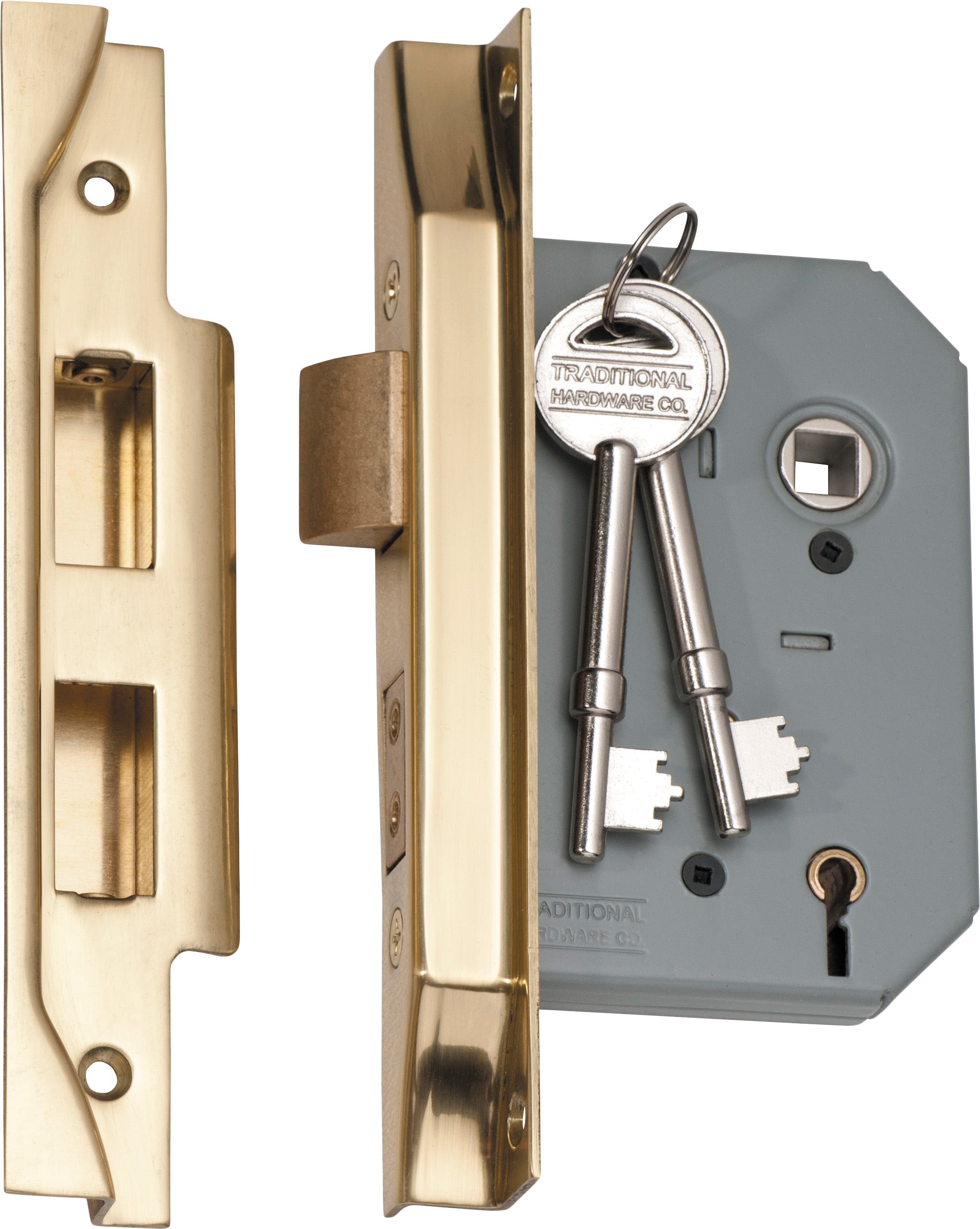 Rebated 5 Lever Mortice Lock Polished Brass / Backset 57mm