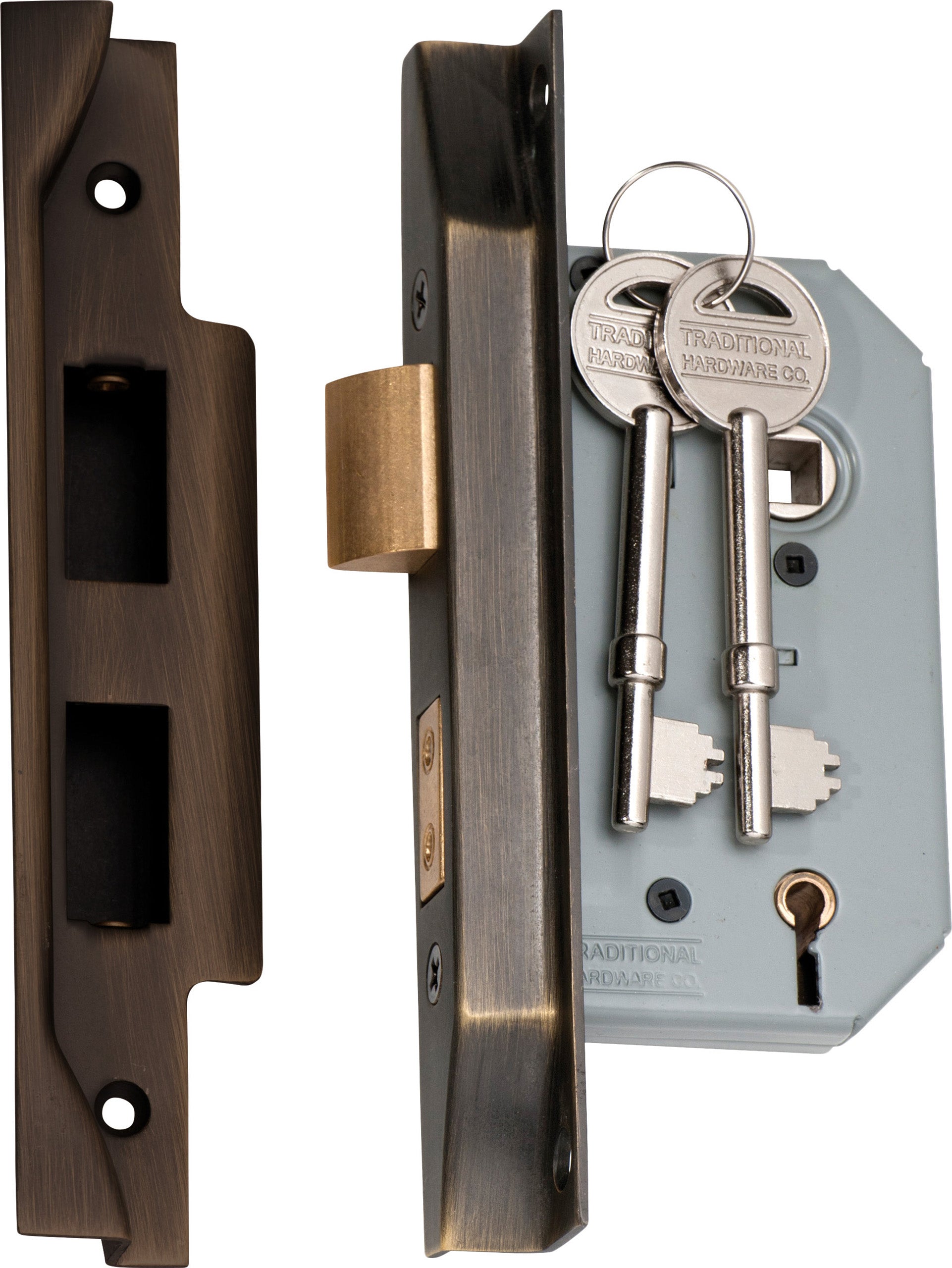 Rebated 5 Lever Mortice Lock Antique Brass / Backset 46mm