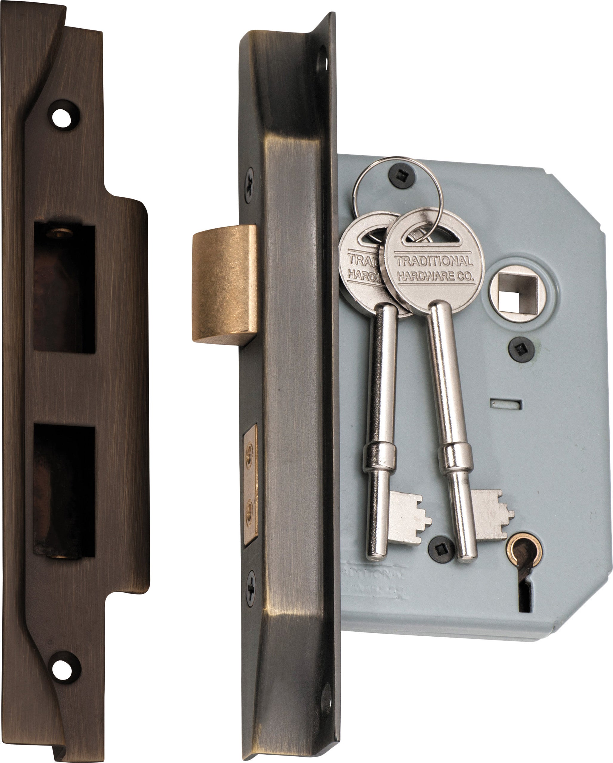 Rebated 5 Lever Mortice Lock Antique Brass / Backset 57mm