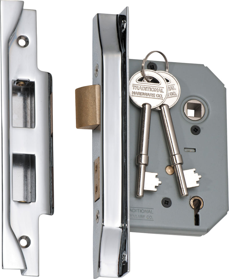 Rebated 5 Lever Mortice Lock Chrome Plated / Backset 57mm