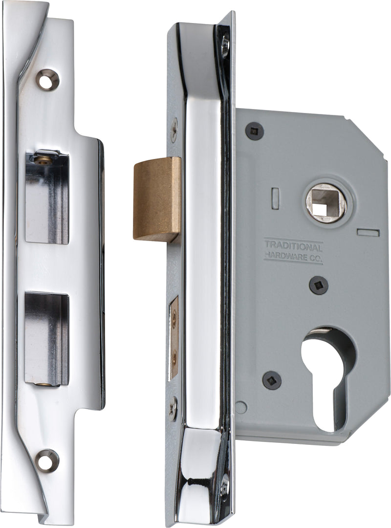 Rebated Euro Mortice Lock Chrome Plated / Backset 46mm