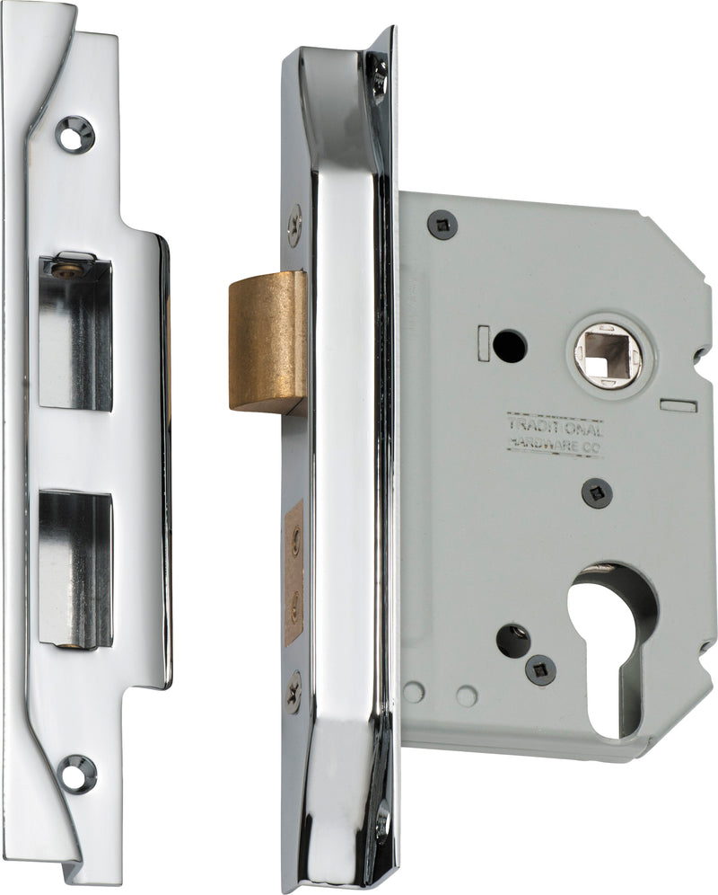 Rebated Euro Mortice Lock Chrome Plated / Backset 57mm