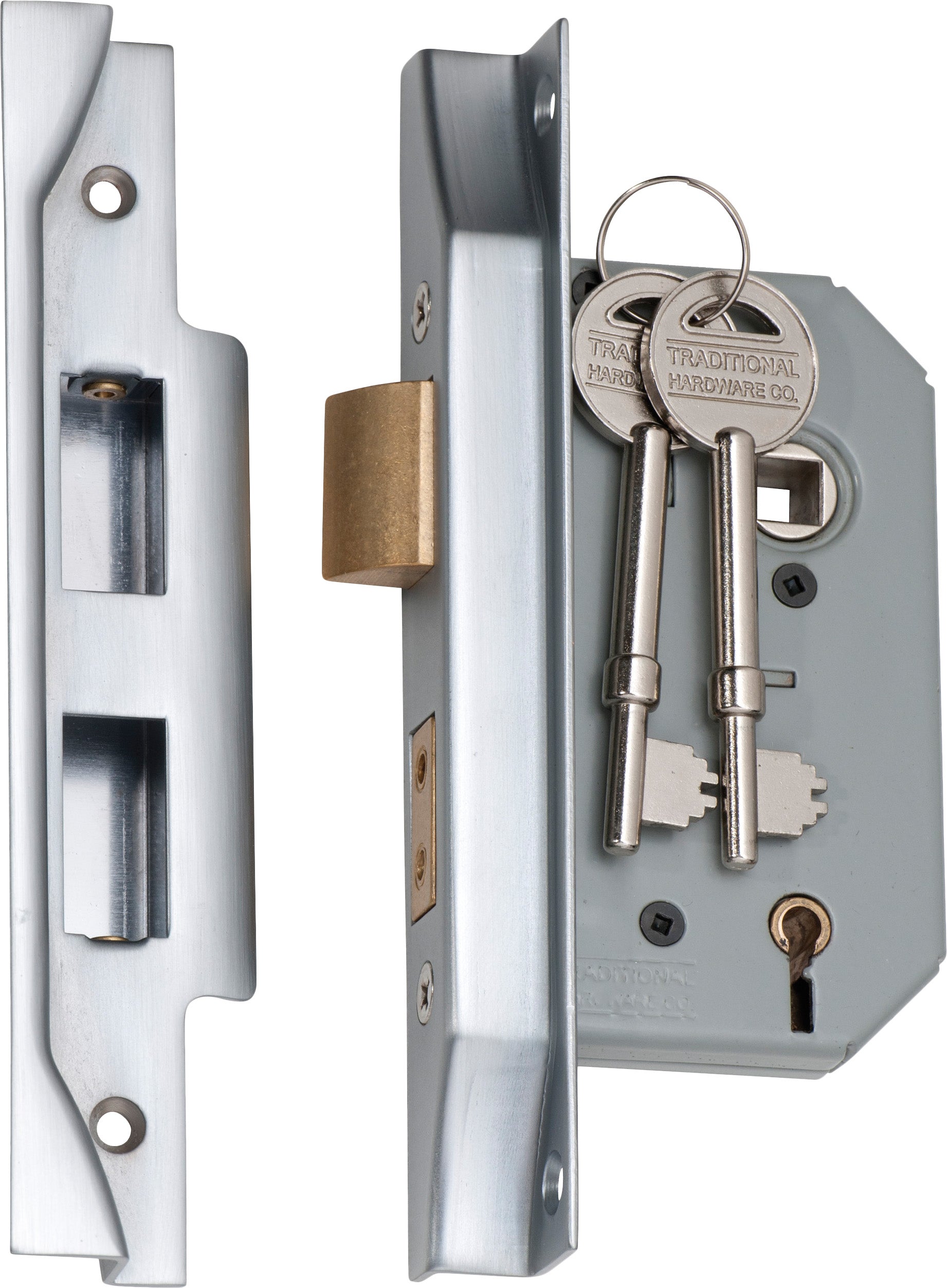 Rebated 5 Lever Mortice Lock Satin Chrome / Backset 46mm
