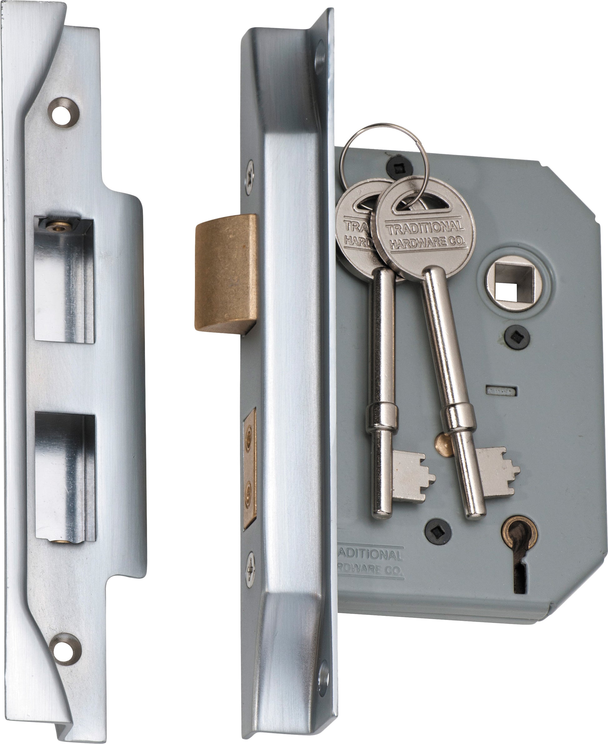 Rebated 5 Lever Mortice Lock Satin Chrome / Backset 57mm