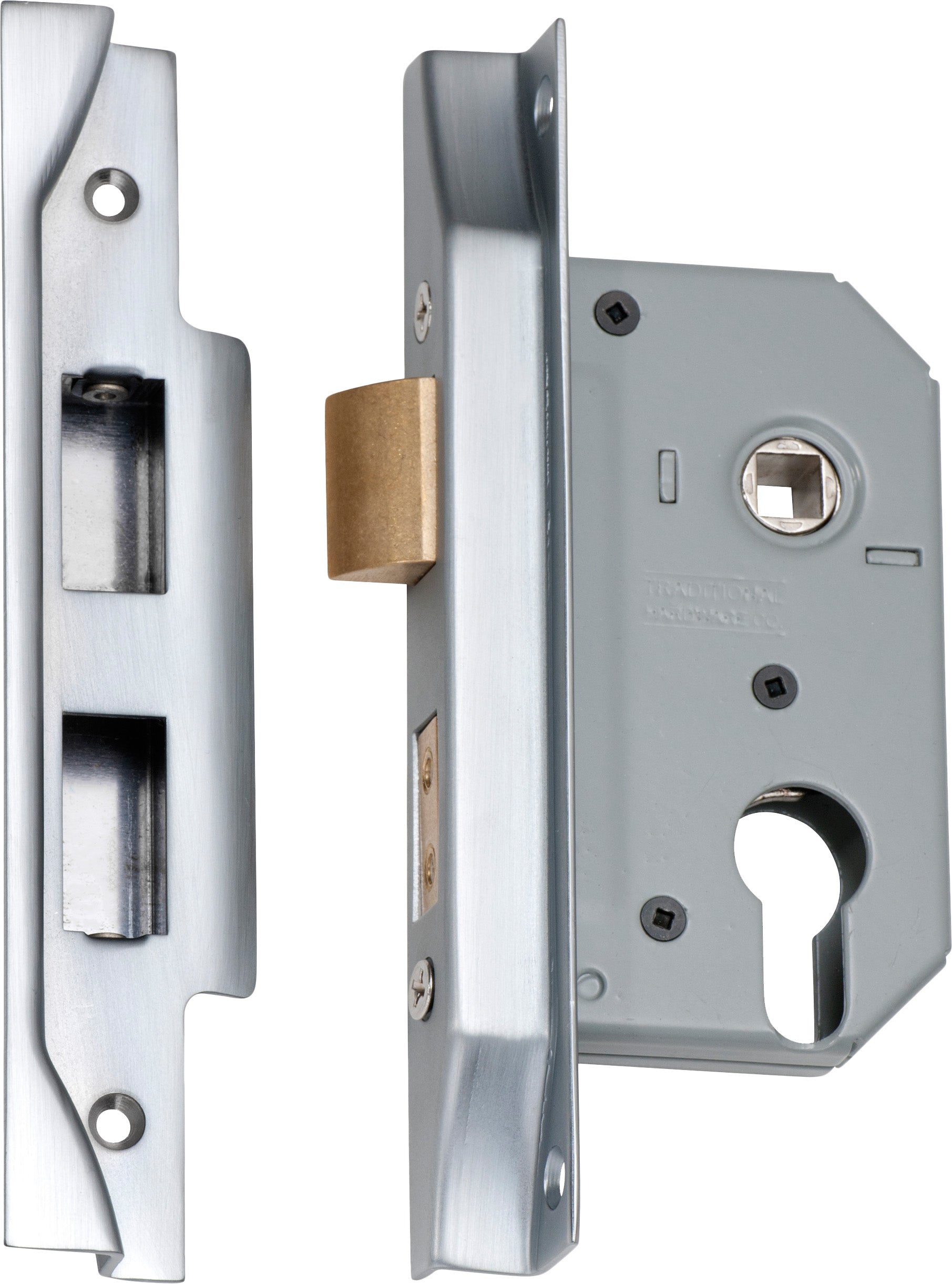Rebated Euro Mortice Lock Satin Chrome / Backset 46mm