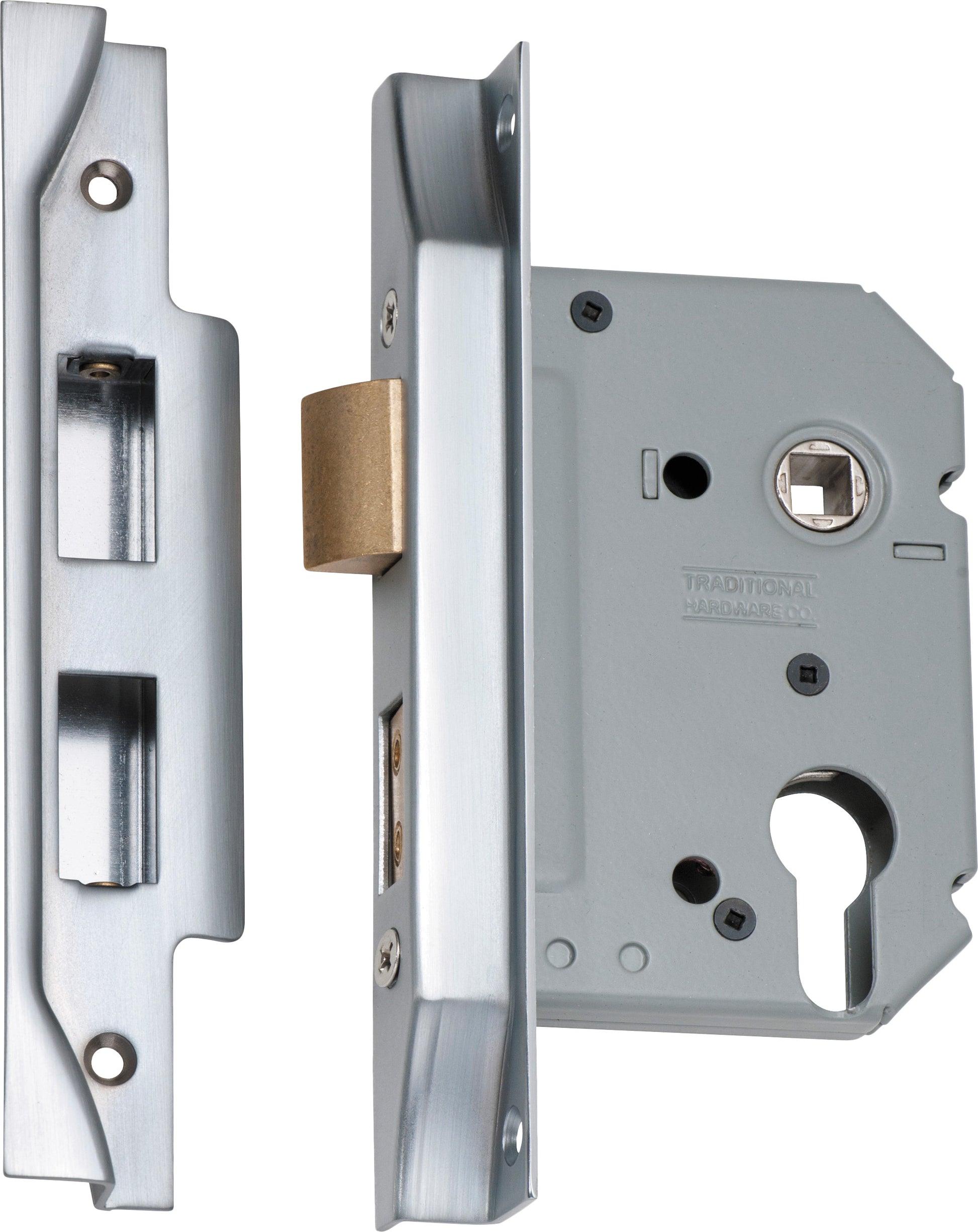 Rebated Euro Mortice Lock Satin Chrome / Backset 57mm