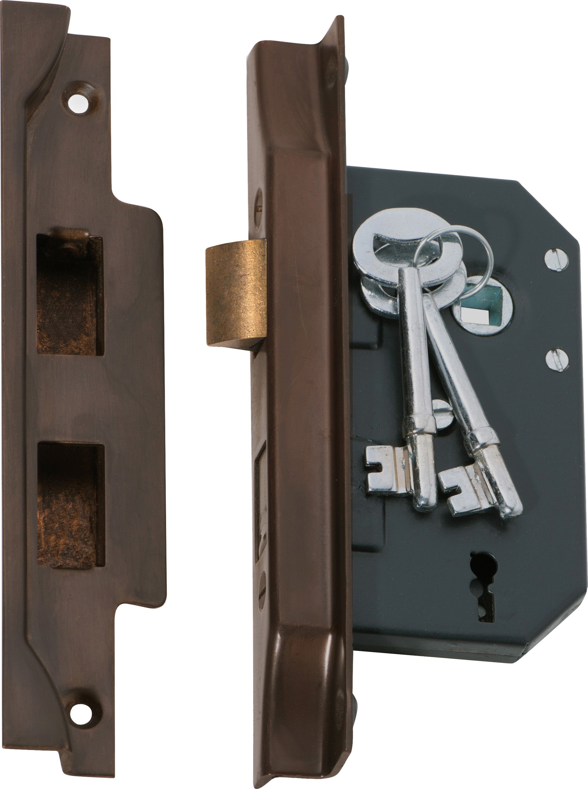Rebated 3 Lever Mortice Lock Antique Brass / Backset 44mm