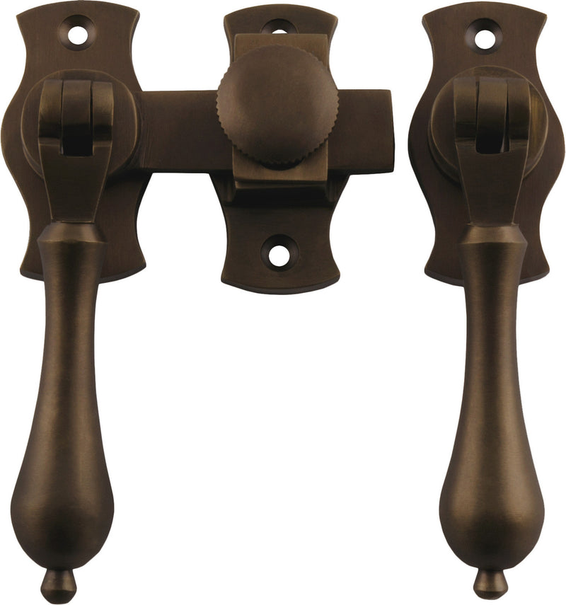 Teardrop French Door Fastener Antique Brass