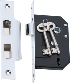 Mortice Lock 3 Lever Chrome Plated / Backset 44mm