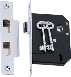 Mortice Lock 3 Lever Chrome Plated / Backset 57mm