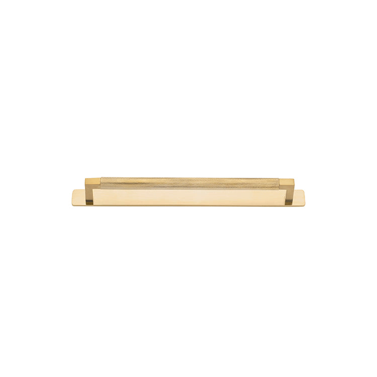 Brunswick Cabinet Pull with Backplate  - CTC256mm Brushed Gold PVD / Brass
