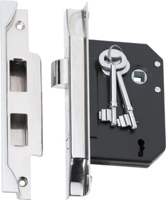 Rebated 3 Lever Mortice Lock Chrome Plated / Backset 57mm