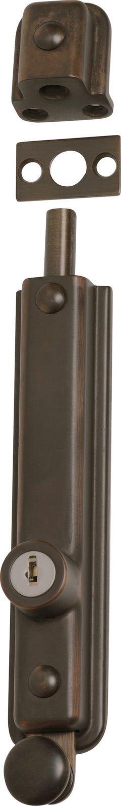 Locking Surface Mounted Bolt -  L150mm Antique Brass